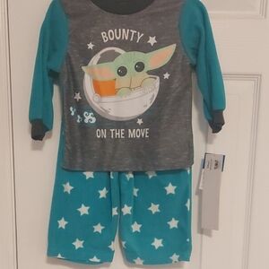 Disney Blue and Gray Pajama Set with Baby Yoda Design